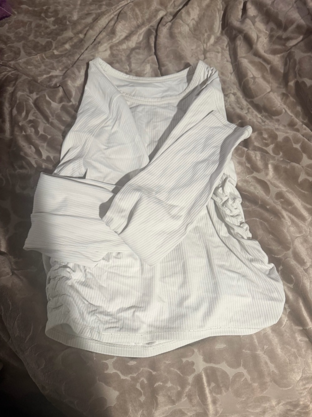 lululemon athletica White Ribbed Long Sleeve Top